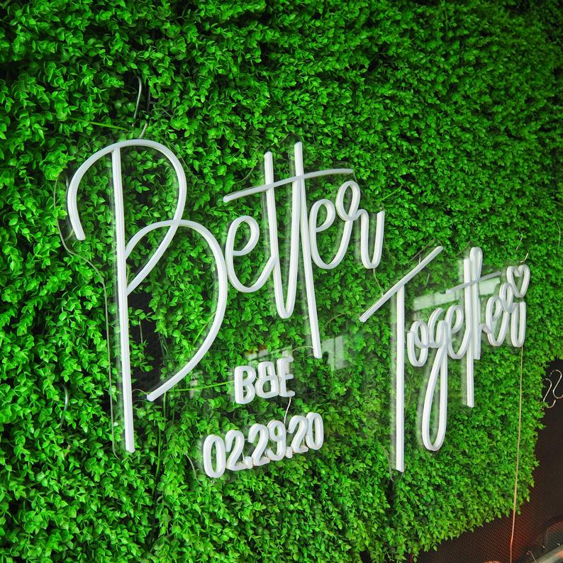 Better Together & Name & Date Neon Sign | Neonoutlets.