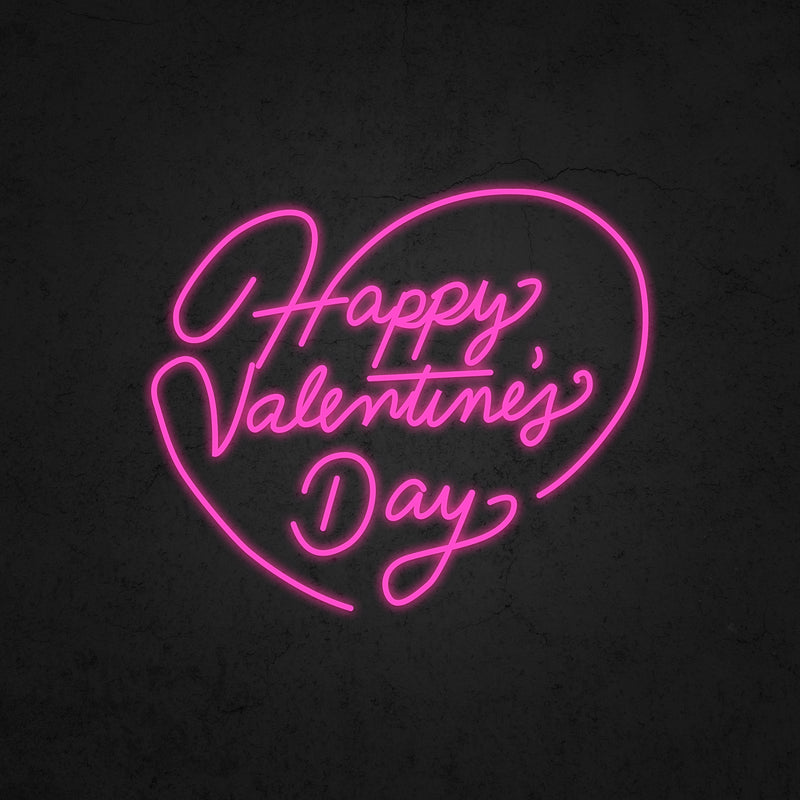 Heart Styled "Happy Valentine's Day" Neon Sign | Neonoutlets.
