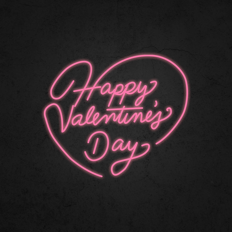 Heart Styled "Happy Valentine's Day" Neon Sign | Neonoutlets.